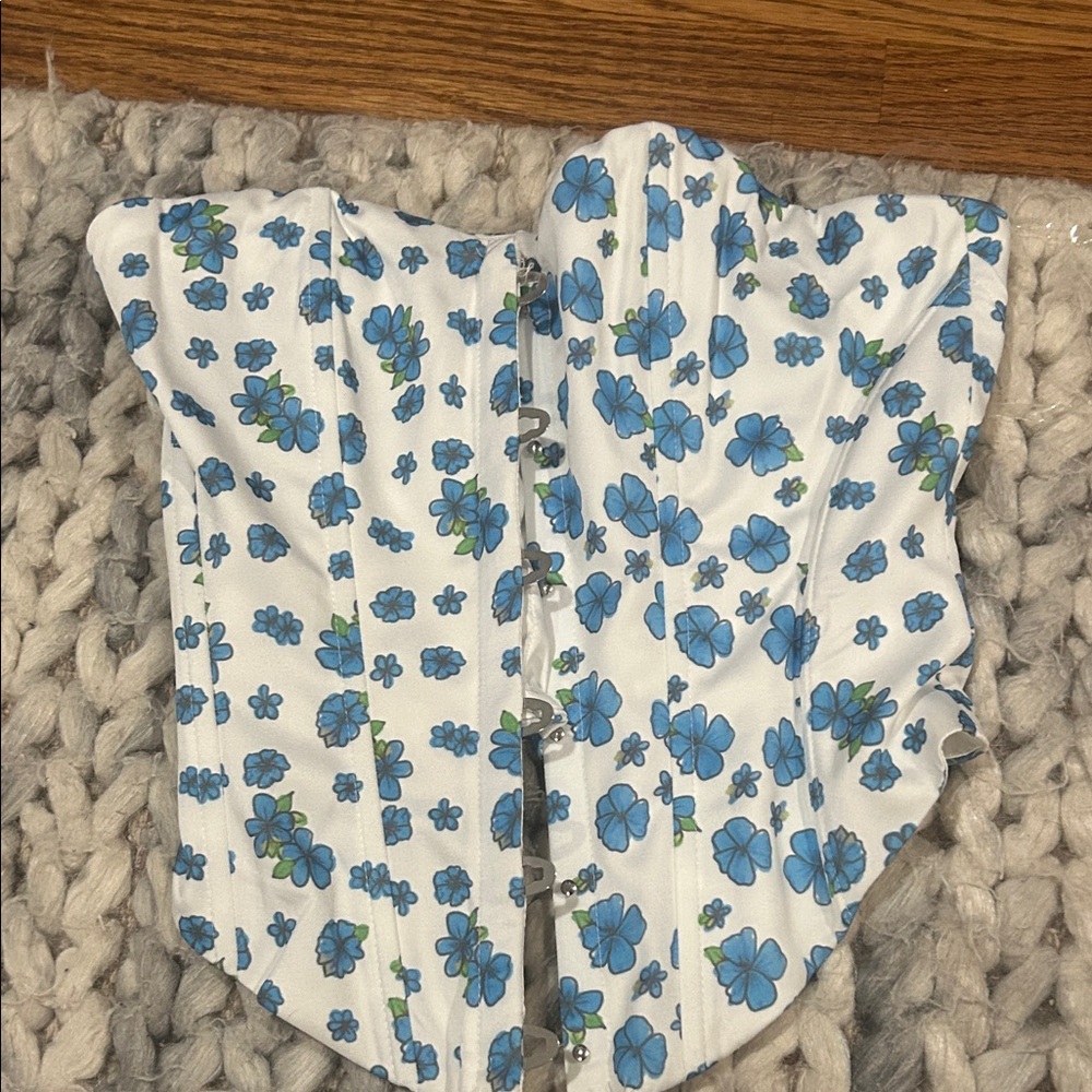 Princess Polly Blue and White Floral Corset